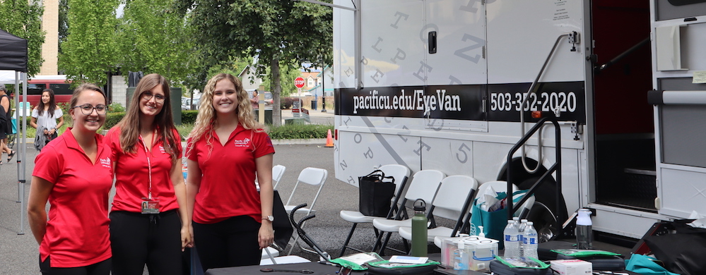 Pacific Optometry students and EyeVan at Health Fair event.