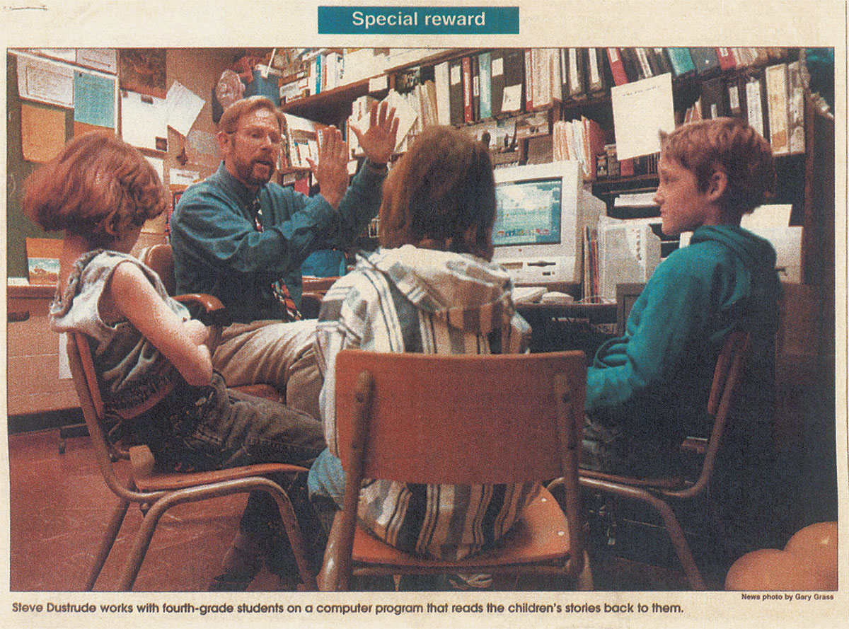Steve Dustrude helps students learn with computer program,
