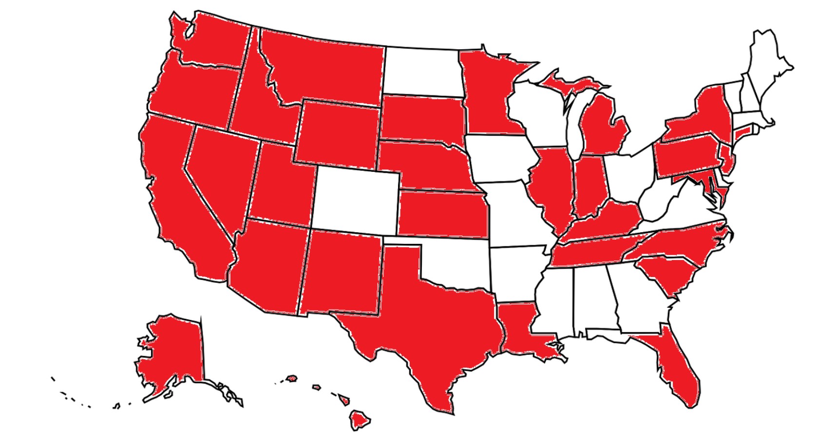 Map of the USA where clinical sites can be found
