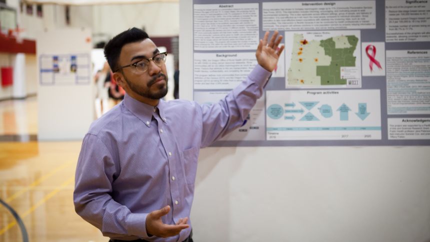 Student presenting senior project