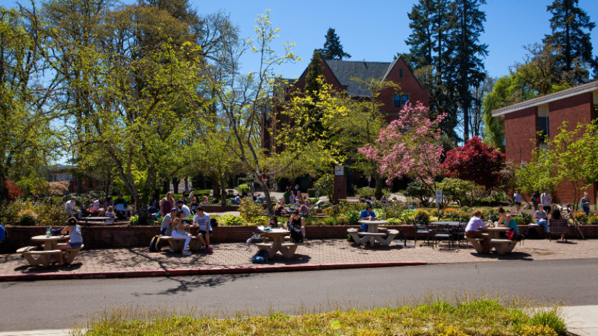 students in Trombley Square
