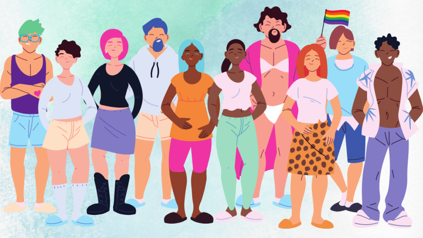 LGBTQIA+ community standing together