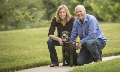 Kres and Amy Pedersen pictured together with their dog