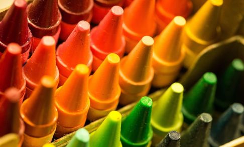 Red, Orange, Yellow and Green Crayons