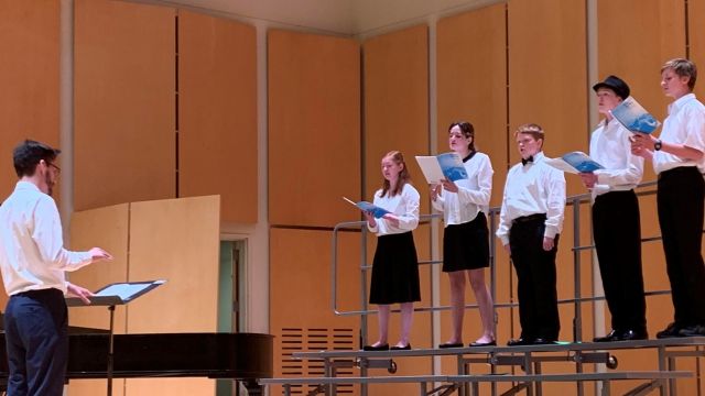 students singing in a choir