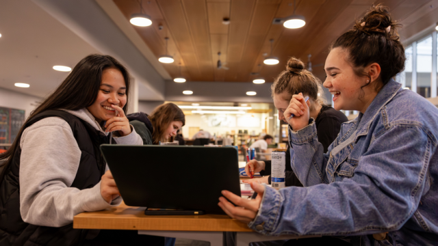 Students study in the campus coffee shop