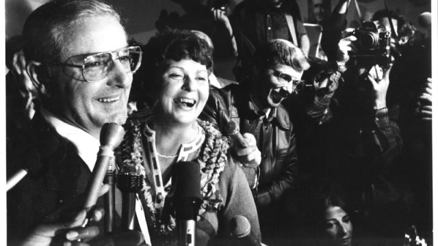 Oregon Governor Vic Atiyeh & Wife Dolores As Press Conference