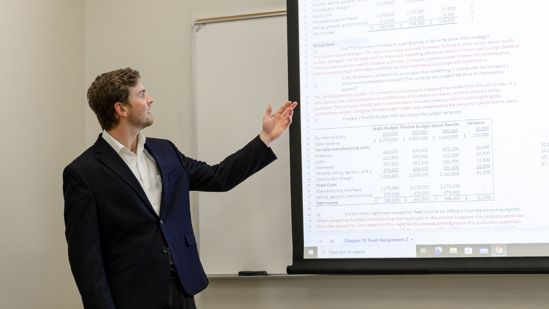 student giving an accounting presentation