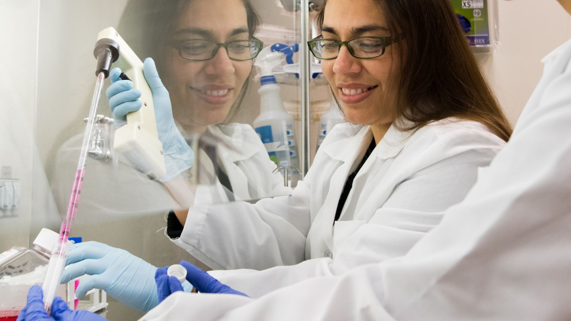 Pharmacy student working in a lab
